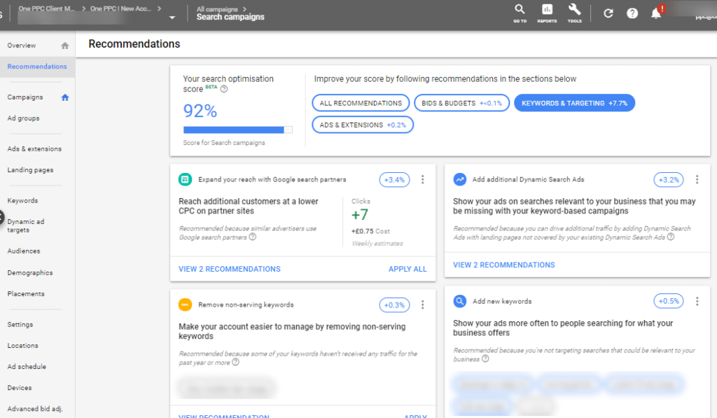 如何有效使用 Google Ads 推荐工具 第1张
