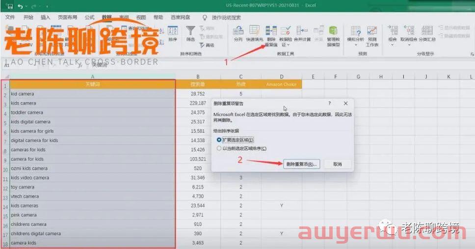 反查到亚马逊竞品流量关键词之后，如何快速去重？ 第6张