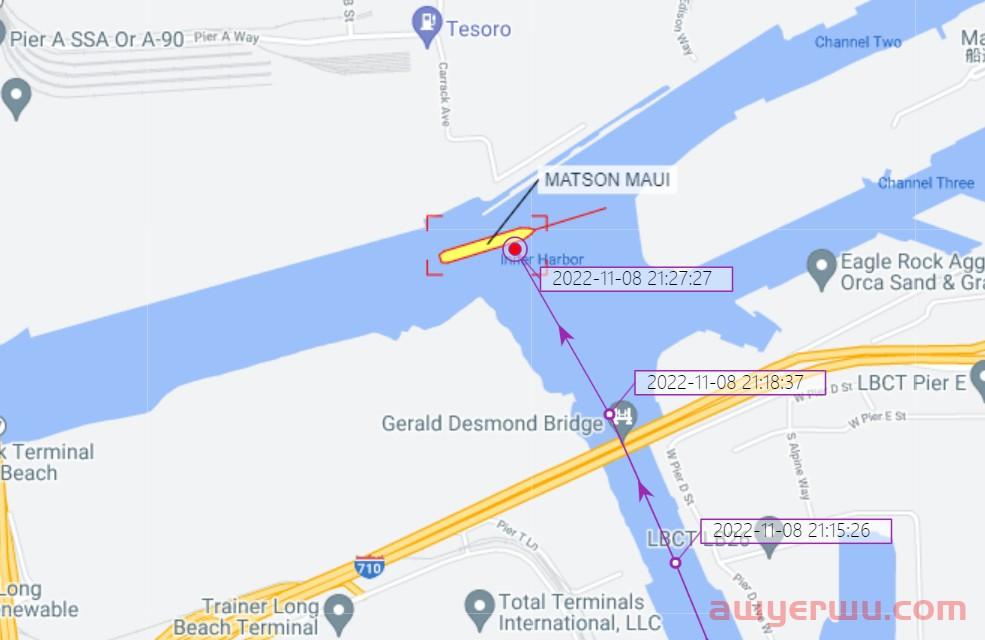 11月8日美森快船第44-47周的开船、航行、到港、提柜时效与船期动态 第2张