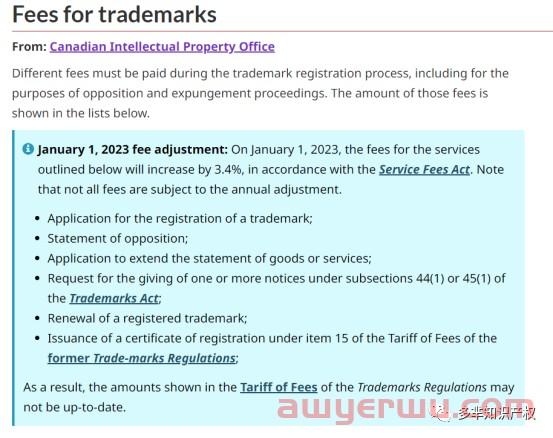 注意！加拿大商标注册官费，自2023年1月1日起要涨价了！ 第1张