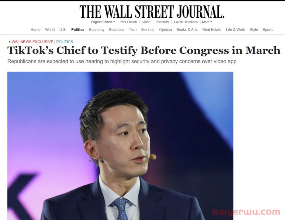 史上首次!正面出击!TikTok CEO周受资将在美国国会发言 第1张 史上首次!正面出击!TikTok CEO周受资将在美国国会发言 第1张