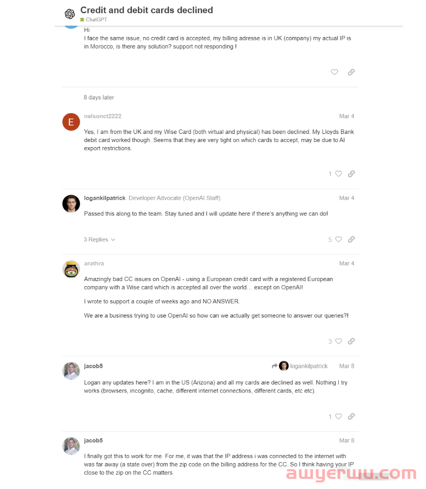 ChatGPT Plus和API升级失败信用卡被拒等常见问题解决办法补充 第3张 ChatGPT Plus和API升级失败信用卡被拒等常见问题解决办法补充 第3张