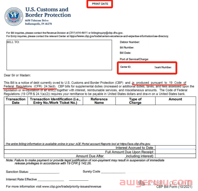 【美国进口清关】什么是 CBP 账单表格（Bill Form）？ 第3张