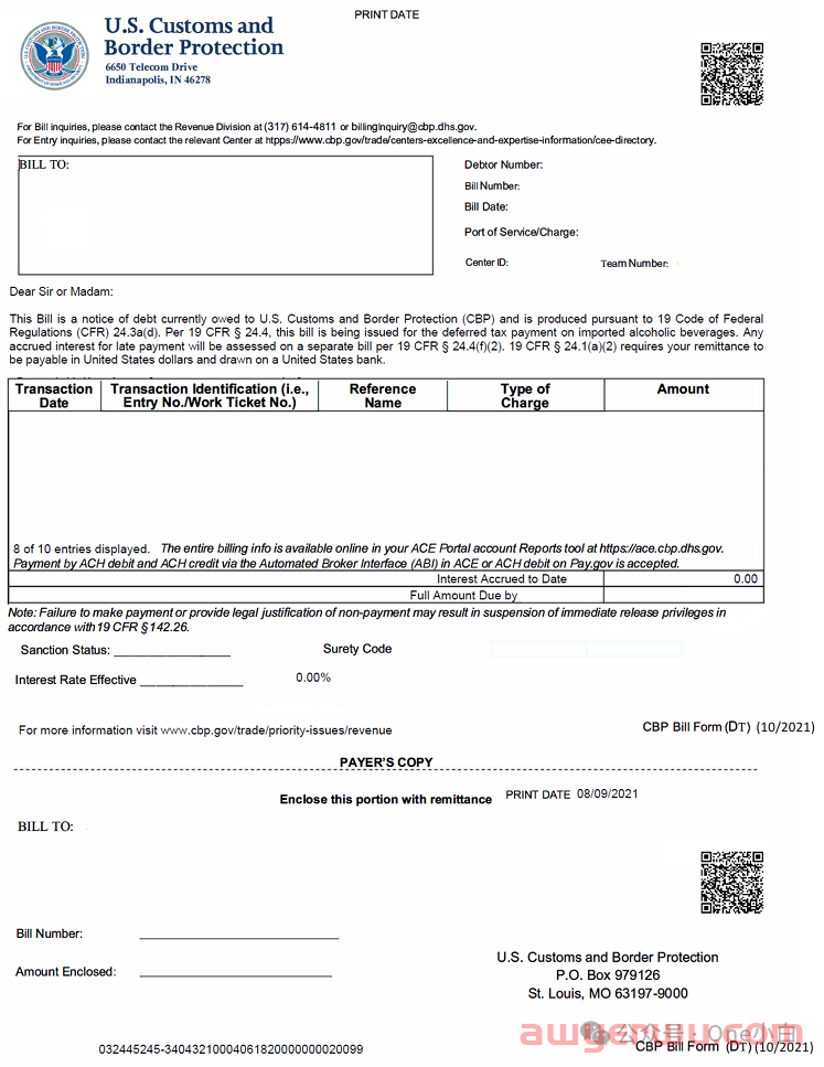 【美国进口清关】什么是 CBP 账单表格（Bill Form）？ 第4张