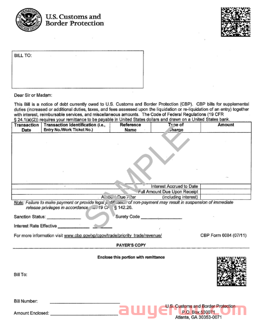 【美国进口清关】什么是 CBP 账单表格（Bill Form）？ 第1张