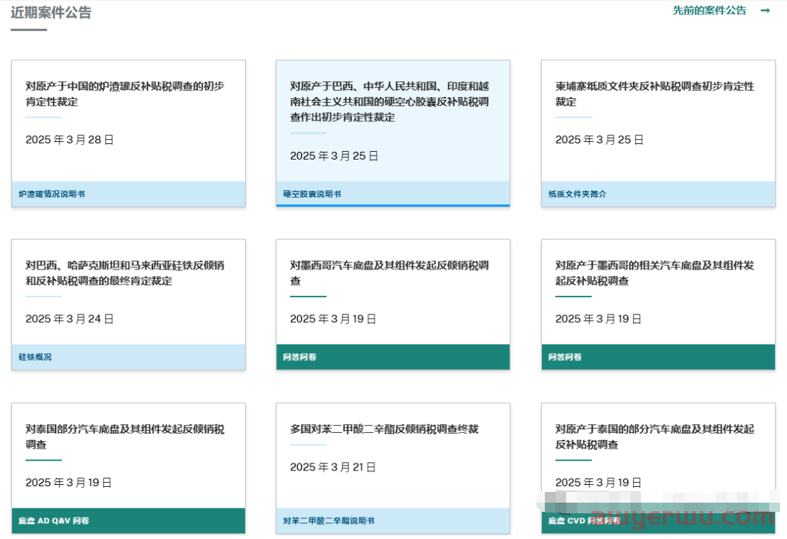 【美国进口清关】美国国际贸易管理局 ITA 最新 AD/CVD 案件公告列表 第1张